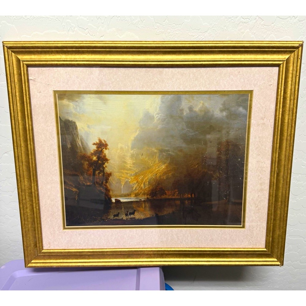 Gold wood framed art print - Albert Bierstadt - "Sierra Nevada Morning" 19x23